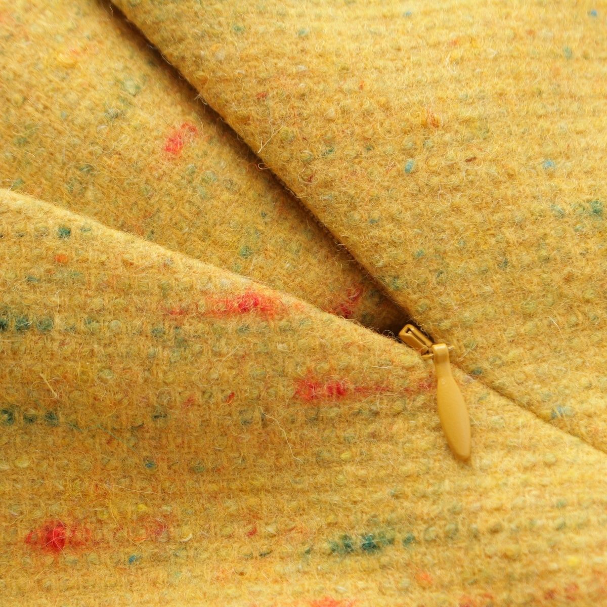 Miu Miu Wool Bias Design Melton Back Logo Midi Skirt Yellow Multicolor 38 — view 5