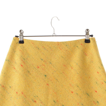 Miu Miu Wool Bias Design Melton Back Logo Midi Skirt Yellow Multicolor 38 — view 3