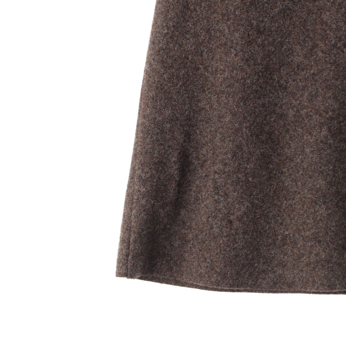 Miu Miu Wool Melton Back Logo Midi Skirt Dark Brown Mocha 38 — view 5