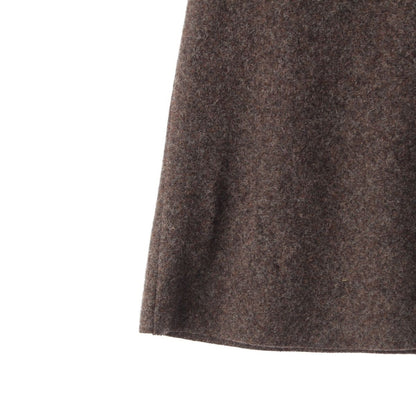 Miu Miu Wool Melton Back Logo Midi Skirt Dark Brown Mocha 38 — view 5