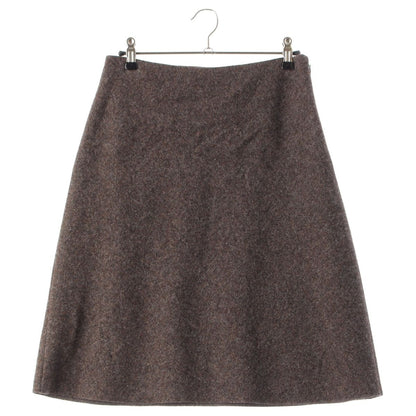 Miu Miu Wool Melton Back Logo Midi Skirt Dark Brown Mocha 38