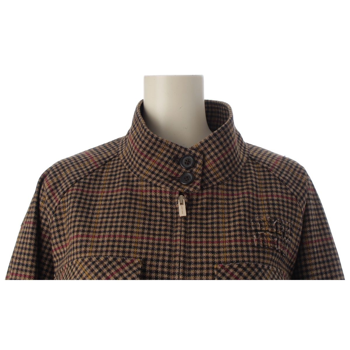Miu Miu Houndstooth Logo Oversize Jacket Brown 36 — view 5