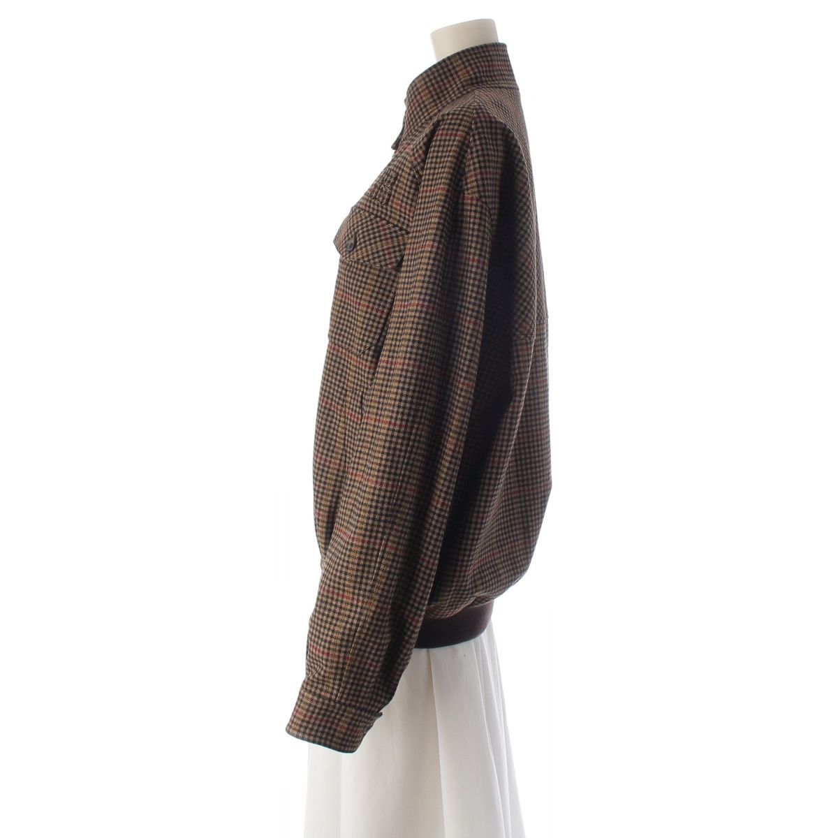 Miu Miu Houndstooth Logo Oversize Jacket Brown 36 — view 3