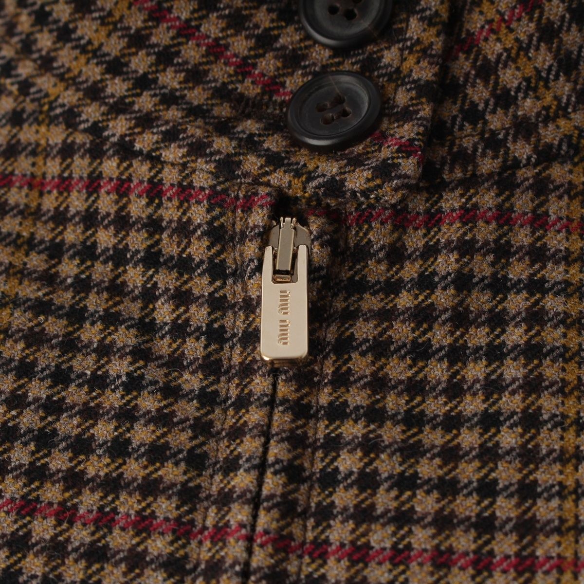 Miu Miu Houndstooth Logo Oversize Jacket Brown 36 — view 7
