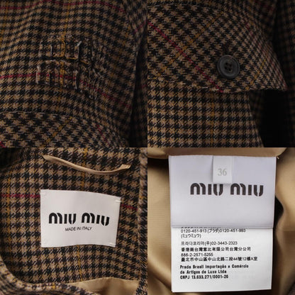 Miu Miu Houndstooth Logo Oversize Jacket Brown 36 — view 8