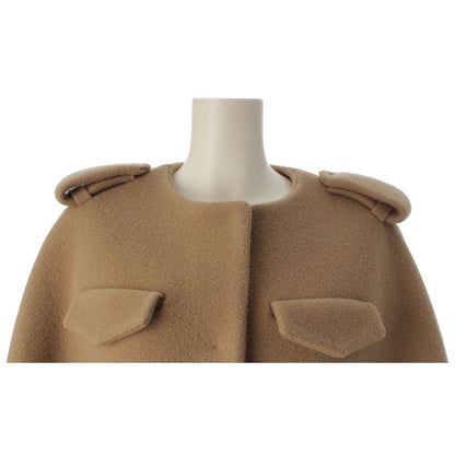 Prada Collarless Short Coat Poncho Beige 40 — view 5