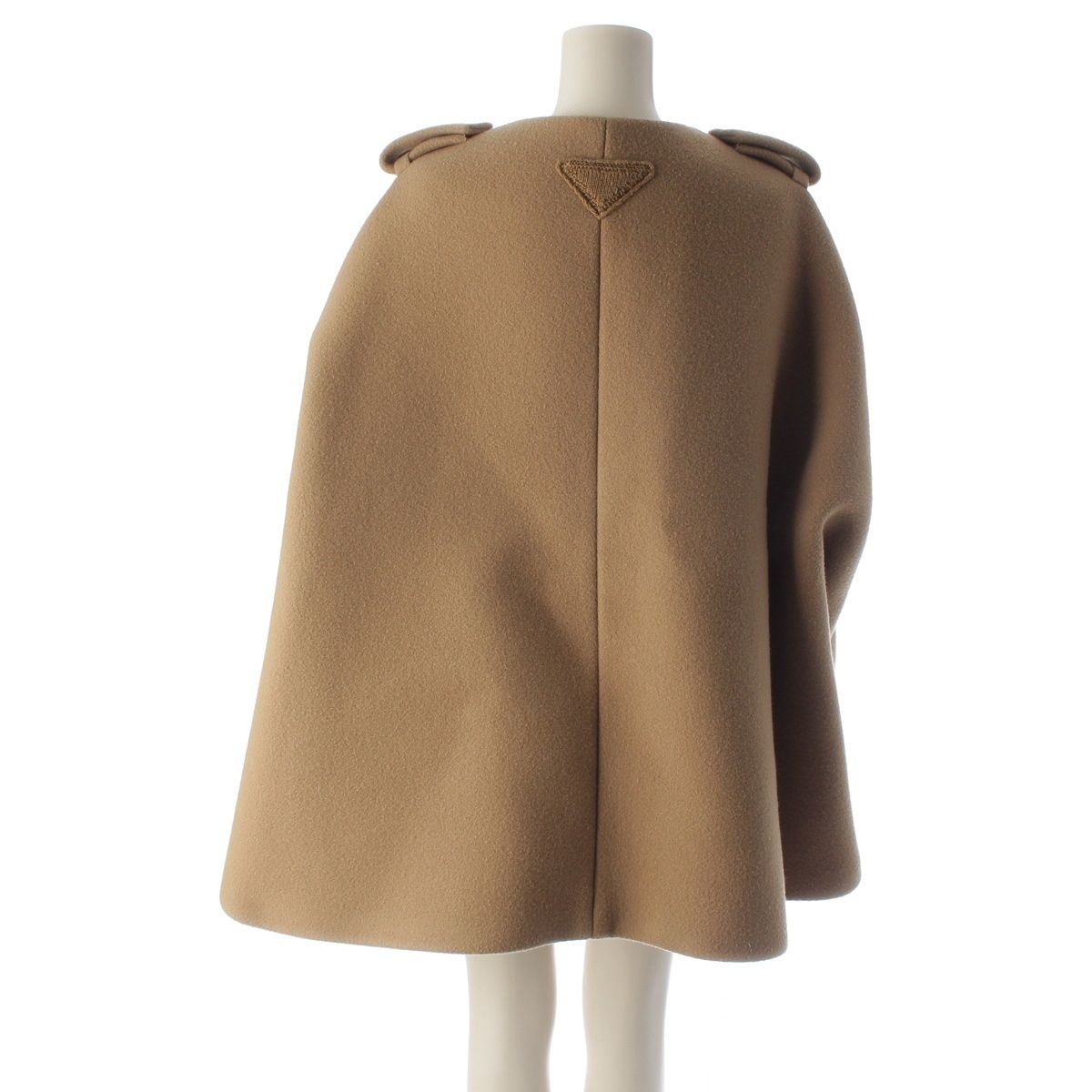Prada Collarless Short Coat Poncho Beige 40 — view 4