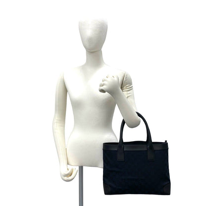 Gucci GG All Over Print Logo Canvas Leather Handbag Mini Tote Navy Black — view 2