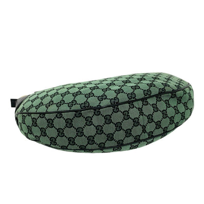 Gucci GG Logo Pattern Canvas Leather Shoulder Bag Green Black — view 7
