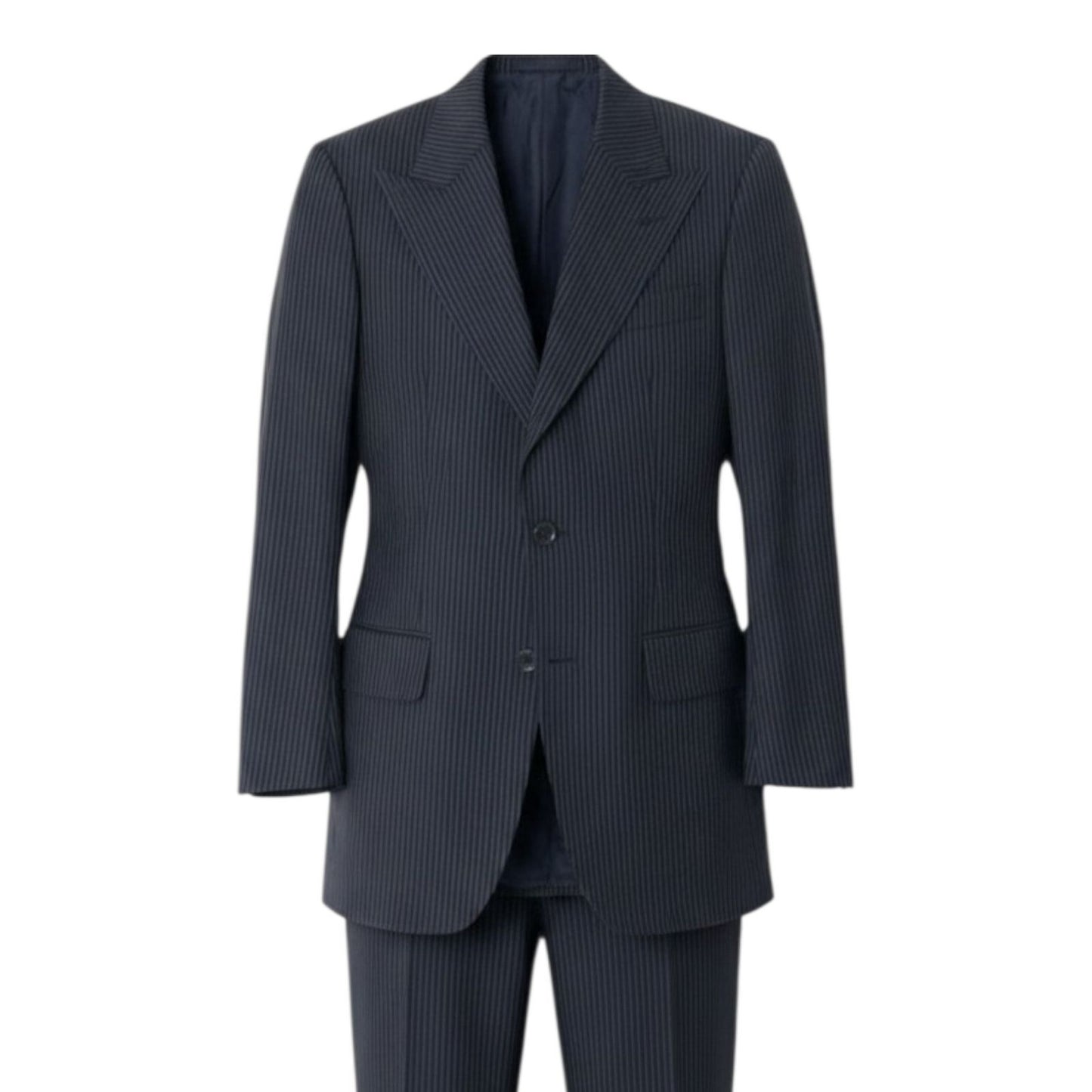 Gucci Tom Ford Era Peak Lapel Suit Set Tailored Jacket Trousers Stripe Gray