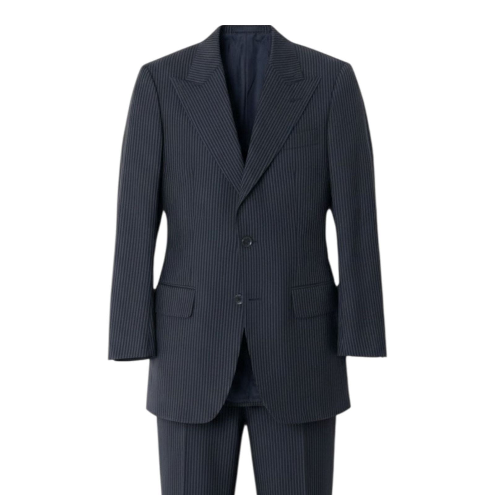 Gucci Tom Ford Era Peak Lapel Suit Set Tailored Jacket Trousers Stripe Gray