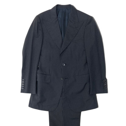 Gucci Tom Ford Era Peak Lapel Suit Set Tailored Jacket Trousers Stripe Gray — view 2