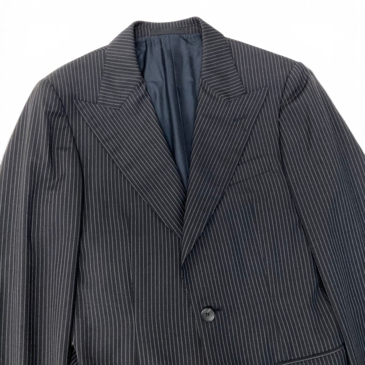 Gucci Tom Ford Era Peak Lapel Suit Set Tailored Jacket Trousers Stripe Gray — view 3
