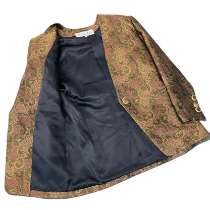 Dior Collarless Jacket All Over Print Gold Button Multicolor M — view 4