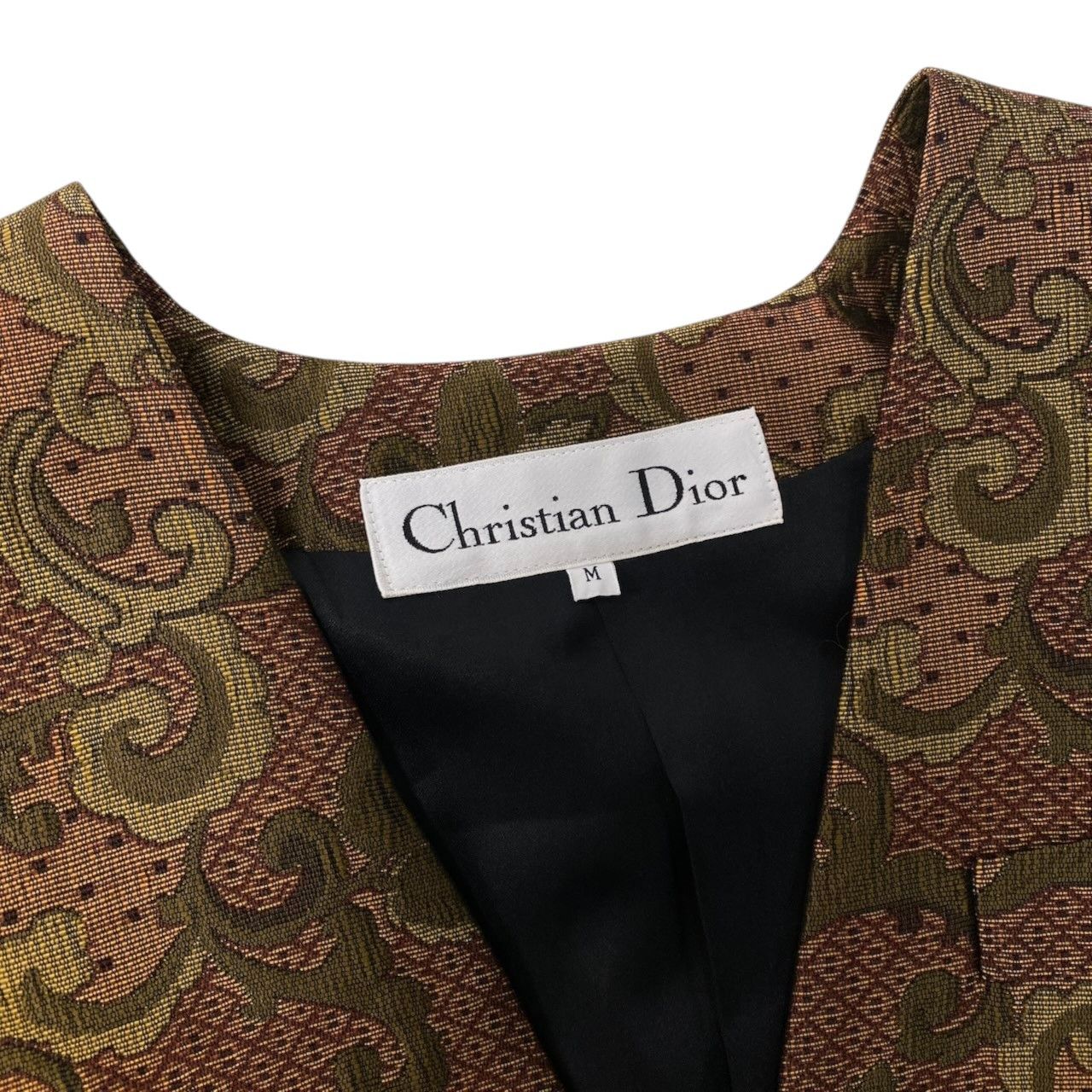 Dior Collarless Jacket All Over Print Gold Button Multicolor M — view 7