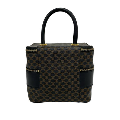 Celine Vintage Macadam Blason Pattern Triomphe Leather Handbag Vanity Bag Brown — view 3