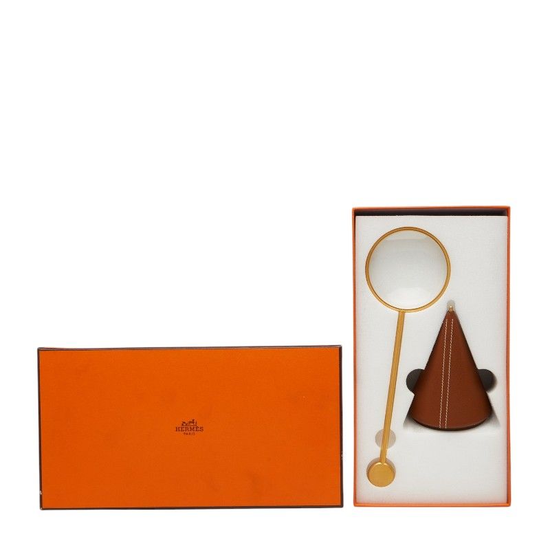 Hermes Equilivre D'hermes Interior Object Ornament Gold Brown Plated Leather — view 5