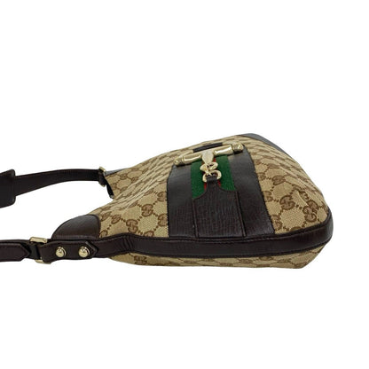 Gucci Sherry Line GG Pattern Logo Horsebit Canvas Leather Shoulder Bag Brown — view 5