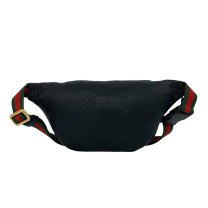 Gucci Print Small Belt Sherry Line Leather Bag Waist Pouch Black — view 3