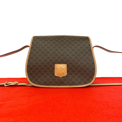 Celine Vintage Macadam Blason Pattern Triomphe Leather Shoulder Bag Pochette