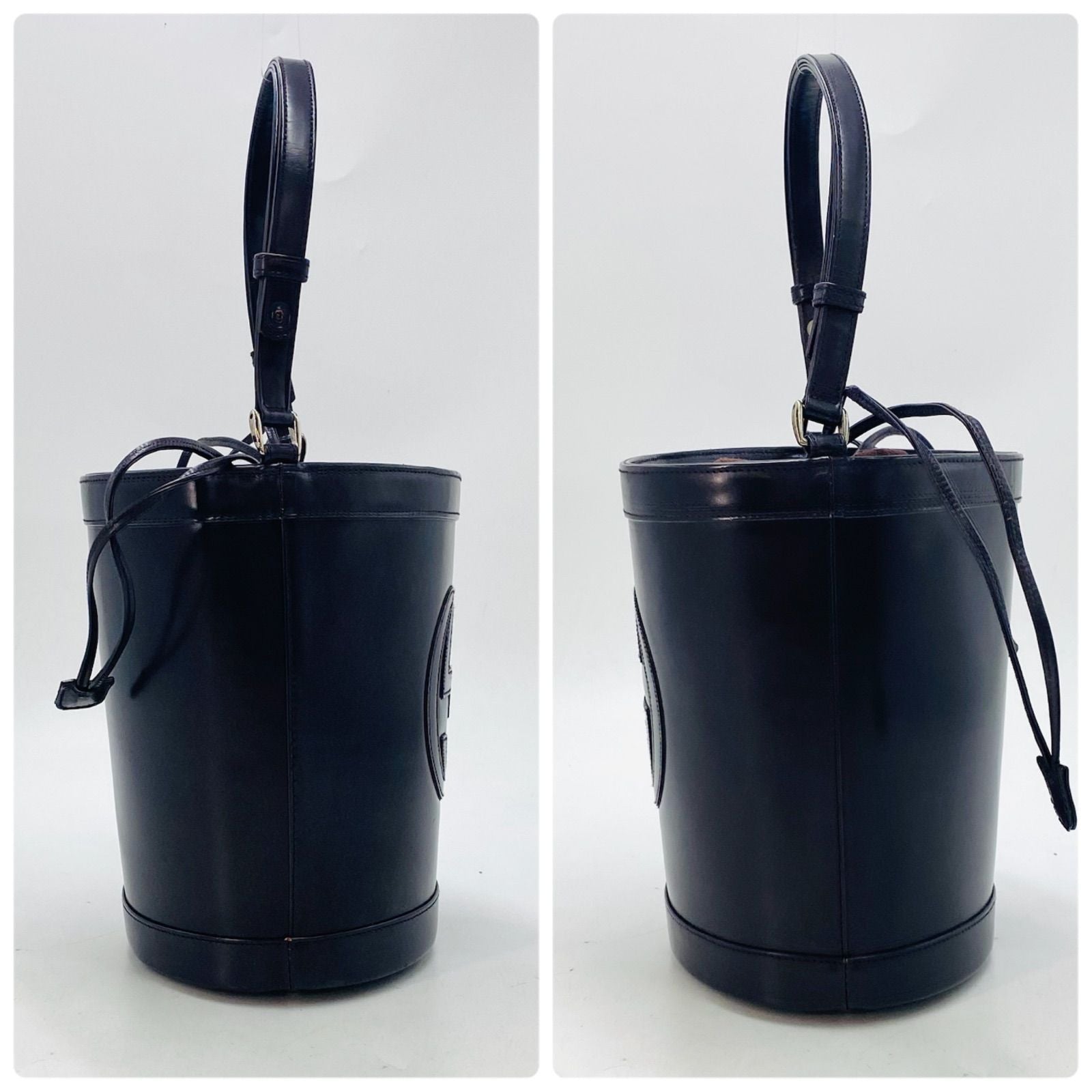 Gucci Bucket Shape Shoulder Bag Interlocking G Logo Vintage Patent Brown — view 7