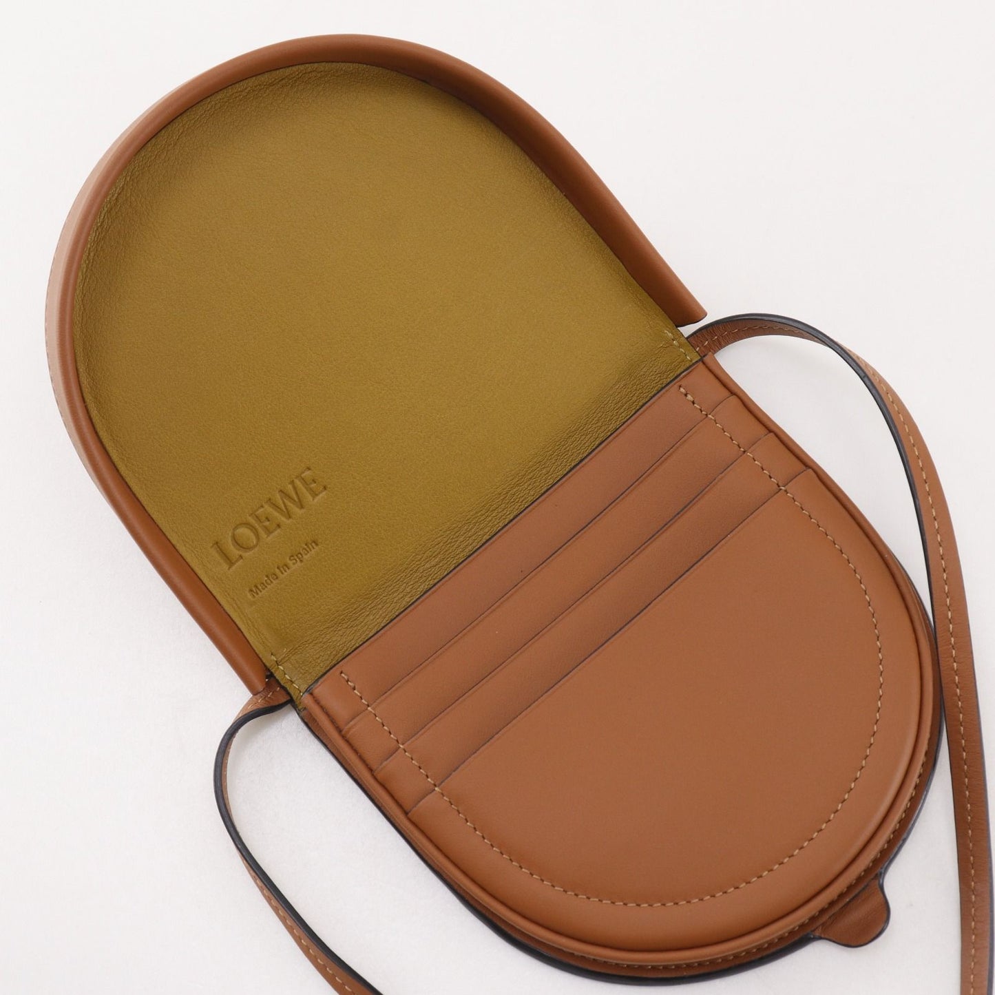 Loewe Small Heel Pouch Pochette Calfskin Brown Shoulder Bag — view 7