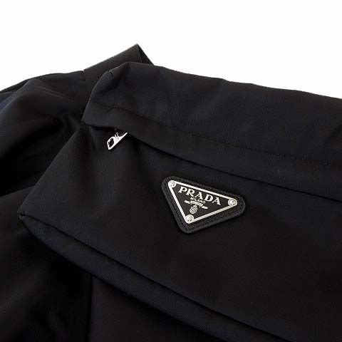 Prada Skirt Re-Nylon Circle with Triangle Logo Pouch Nylon Long L Black 42 — view 4