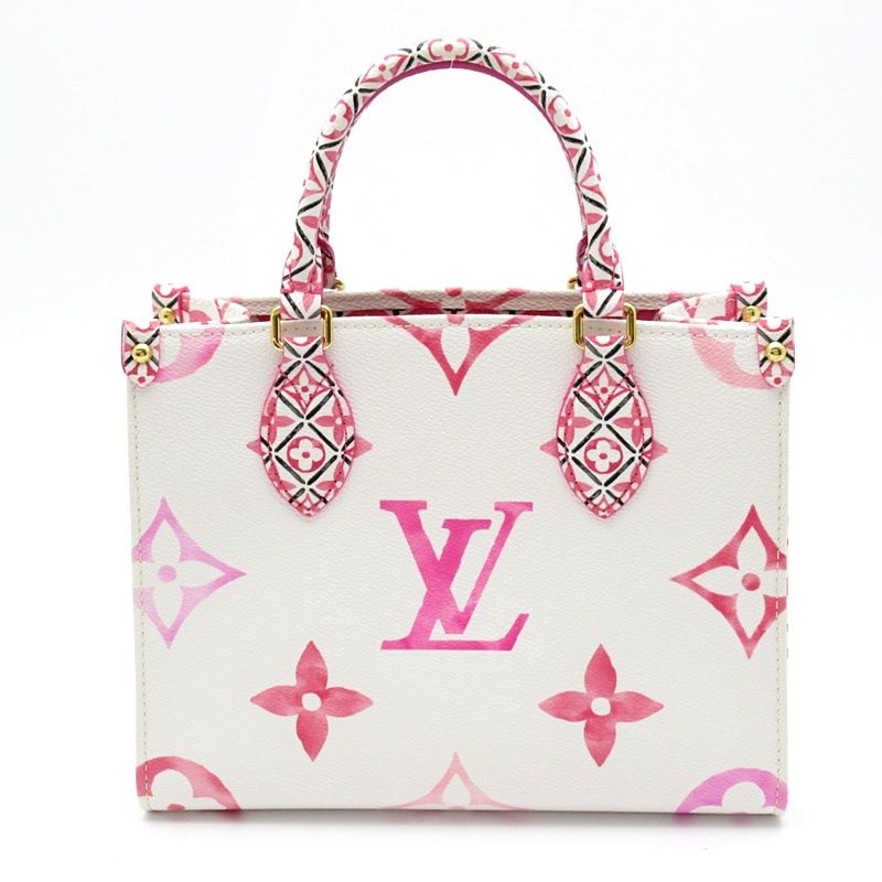 Louis Vuitton On The Go PM Handbag White Pink