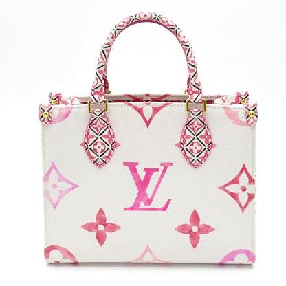 Louis Vuitton On The Go PM Handbag White Pink