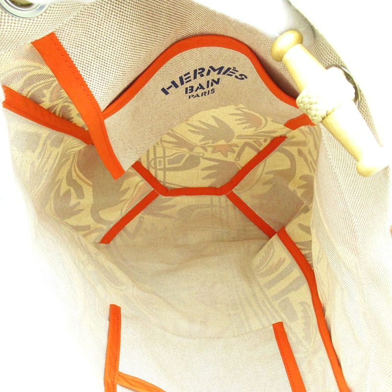 Hermes Beachbag Palm Tree 01 Cotton Tote Bag Khaki Groseille Ciel — view 7