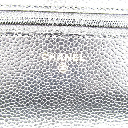 Chanel Quilted Chain Wallet Caviar Leather Shoulder Bag Black — view 8