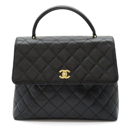Chanel Quilted Handbag Caviar Leather Black