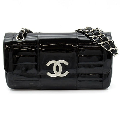 Chanel Chain Shoulder Bag Patent Leather Black