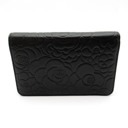Chanel Camellia Chain Wallet Lambskin Black Shoulder Bag — view 3