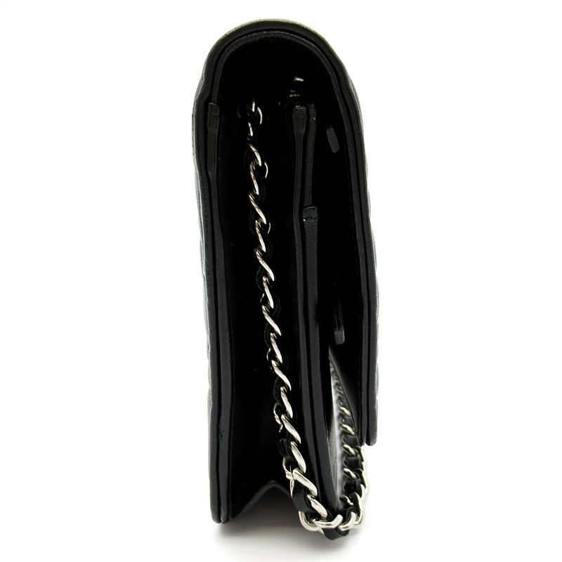 Chanel Camellia Chain Wallet Lambskin Black Shoulder Bag — view 4