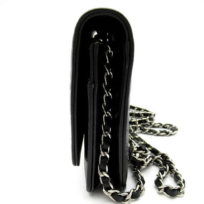 Chanel Camellia Chain Wallet Lambskin Black Shoulder Bag — view 2