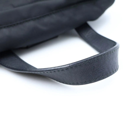 Prada Re-Nylon Logo Triangular Plate Backpack Black Nylon Leather Silver — view 7