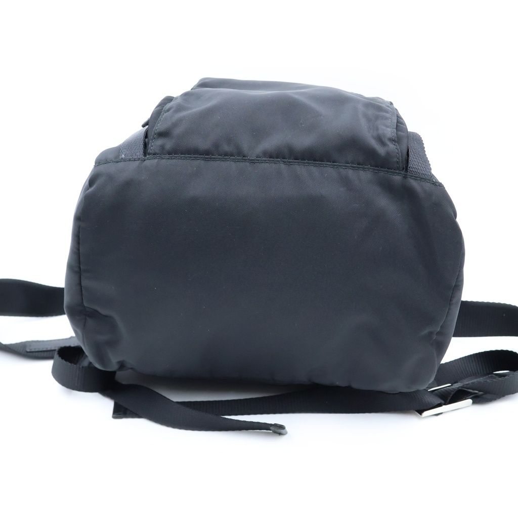 Prada Re-Nylon Logo Triangular Plate Backpack Black Nylon Leather Silver — view 4