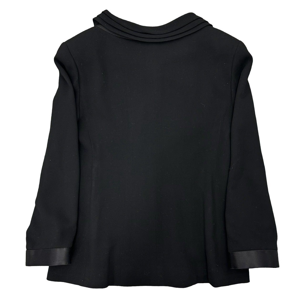 Chanel Vintage Satin Ribbon CC Logo Wool Set Jacket Skirt Black 38 — view 3