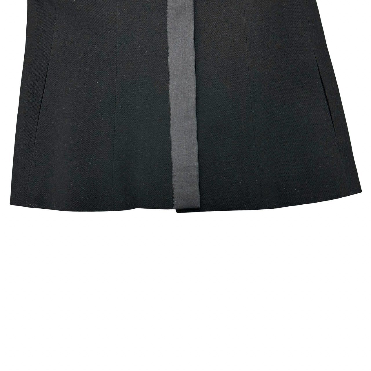 Chanel Vintage Satin Ribbon CC Logo Wool Set Jacket Skirt Black 38 — view 6