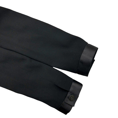 Chanel Vintage Satin Ribbon CC Logo Wool Set Jacket Skirt Black 38 — view 5