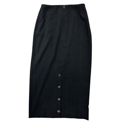 Chanel Vintage Satin Ribbon CC Logo Wool Set Jacket Skirt Black 38 — view 8