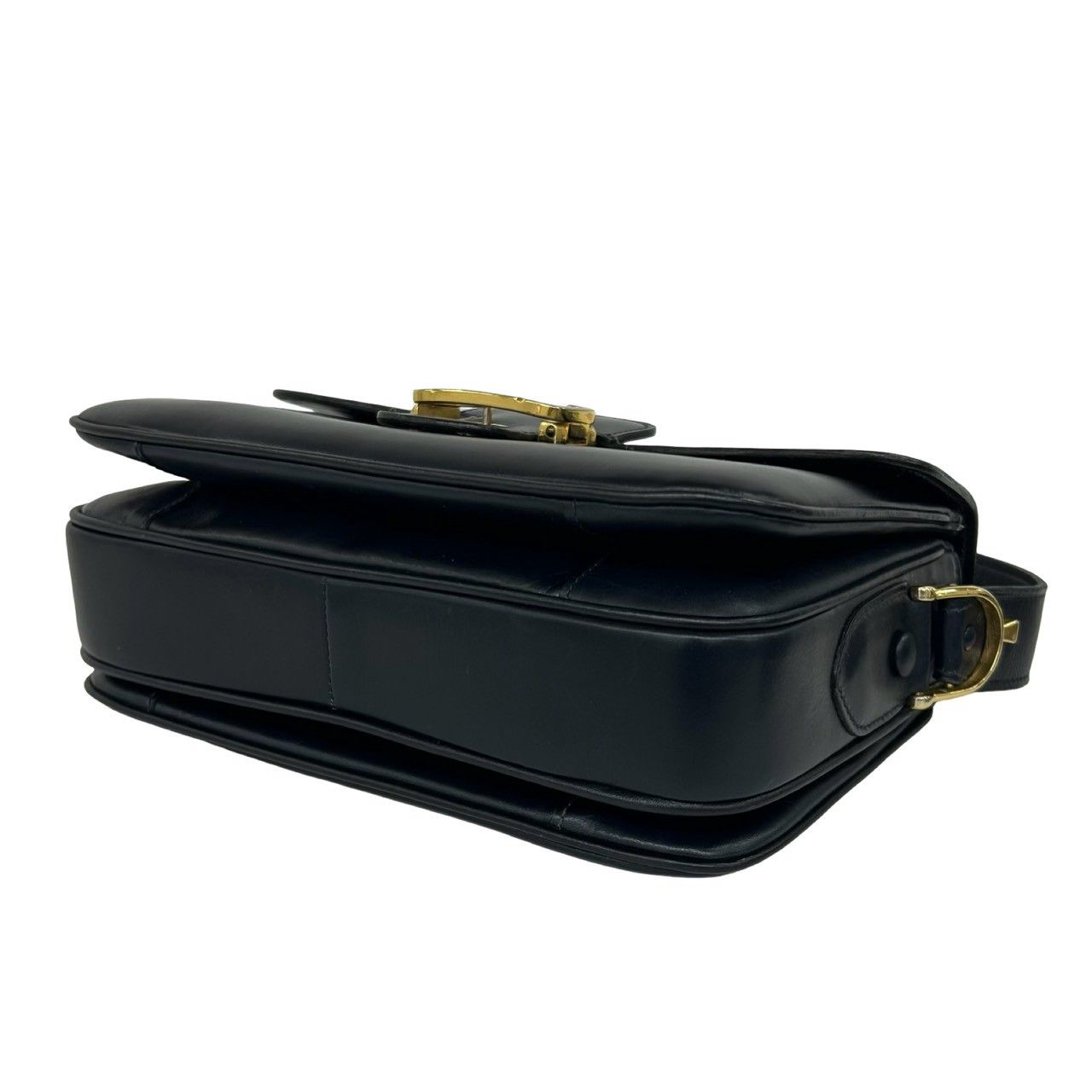 Celine Vintage Carriage Calf Leather Shoulder Bag Pochette Navy — view 8