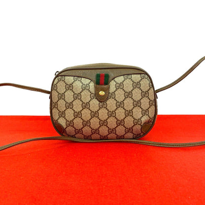 Gucci Vintage Sherry Line GG Logo Pattern Leather Shoulder Bag Pochette Brown