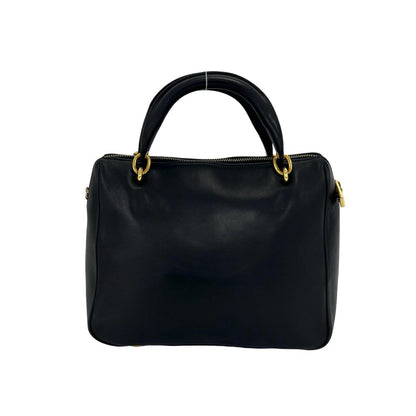 Celine Vintage Sta Logo Leather Mini Boston Bag Black — view 3