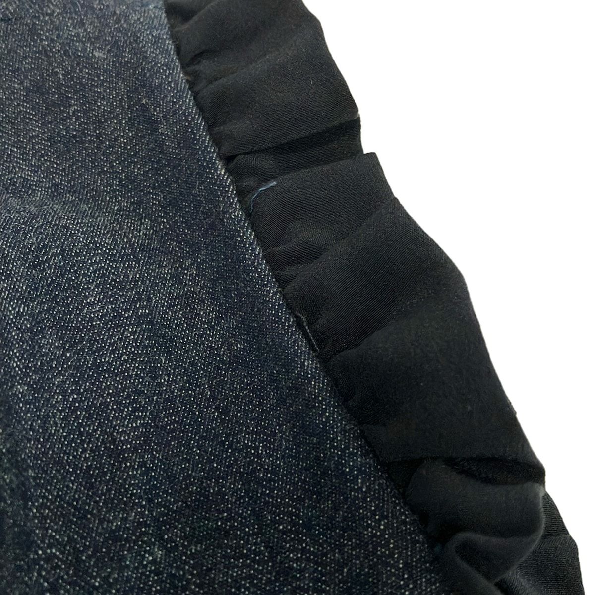 Miu Miu Dress M Dark Navy Black Sleeveless Long Denim Ruffle Lace 42 — view 5