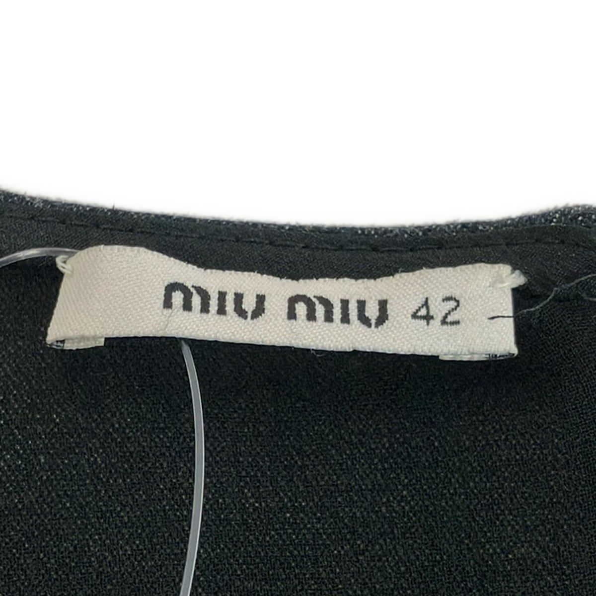 Miu Miu Dress M Dark Navy Black Sleeveless Long Denim Ruffle Lace 42 — view 3