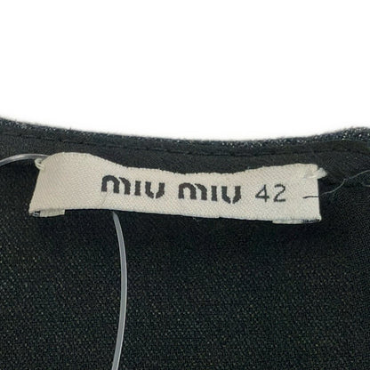 Miu Miu Dress M Dark Navy Black Sleeveless Long Denim Ruffle Lace 42 — view 3