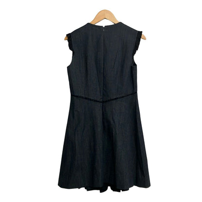 Miu Miu Dress M Dark Navy Black Sleeveless Long Denim Ruffle Lace 42 — view 2