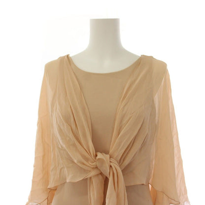 Max Mara Dress Long Sleeveless Chiffon Cape Beige — view 5
